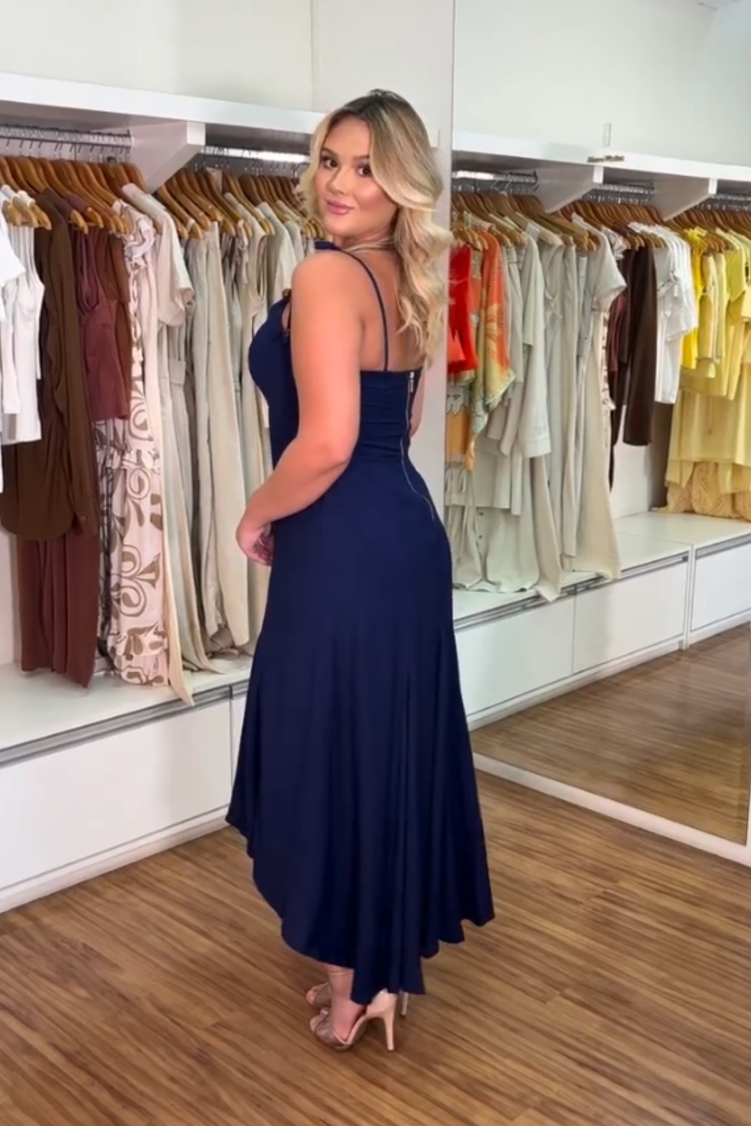 1845 | Vestido Midi Maitê - Azul Marinho ✨