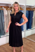 1810 | Vestido Midi Marcela - Preto Pespontado Contrastante ✨