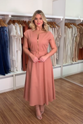 1480 | Vestido Midi Fabíola - Rosê Zíper Frontal ✨