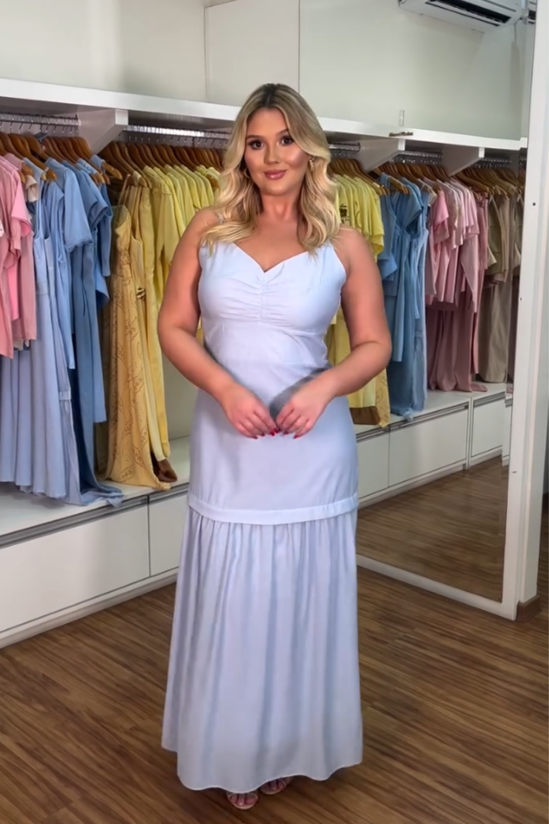 1742 | Vestido Longo Maya - Azul Céu ✨